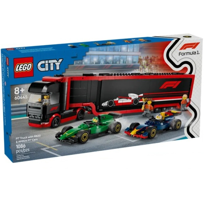 LEGO 60445 Грузовик F1 с болидами RB20 и AMR24 F1  - фото