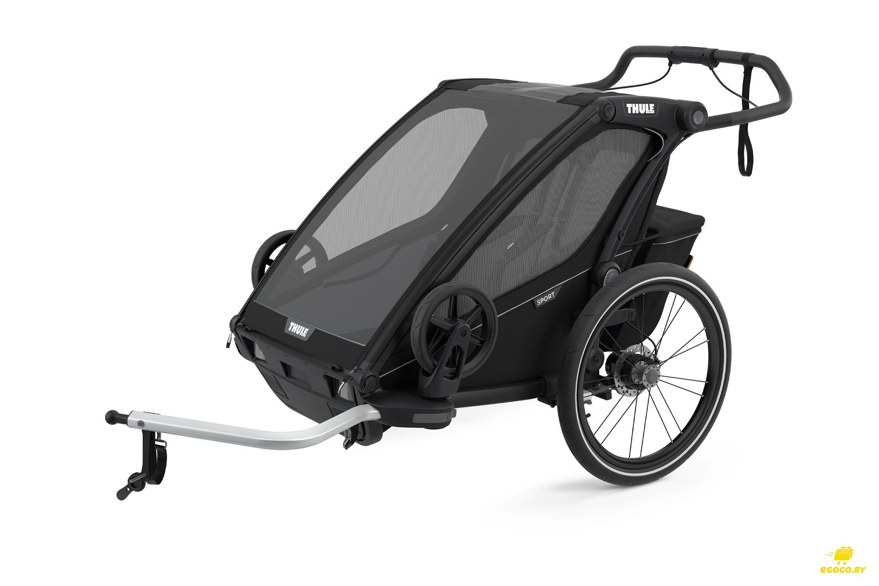 10201023 Детский велоприцеп Thule Chariot Sport 2 черный, желто-черный - фото